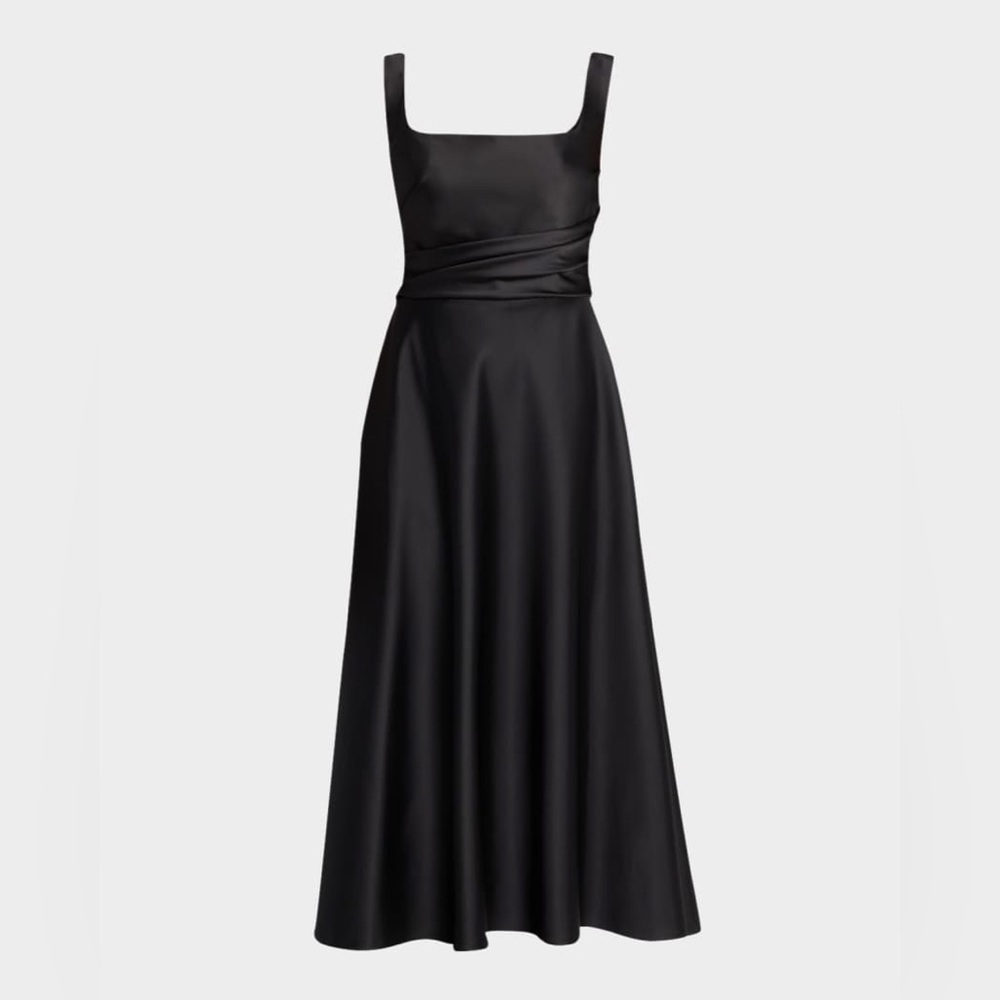 NWOT Ungaro Sleeveless A-Line Midi Dress Elegant Black Evening Dress